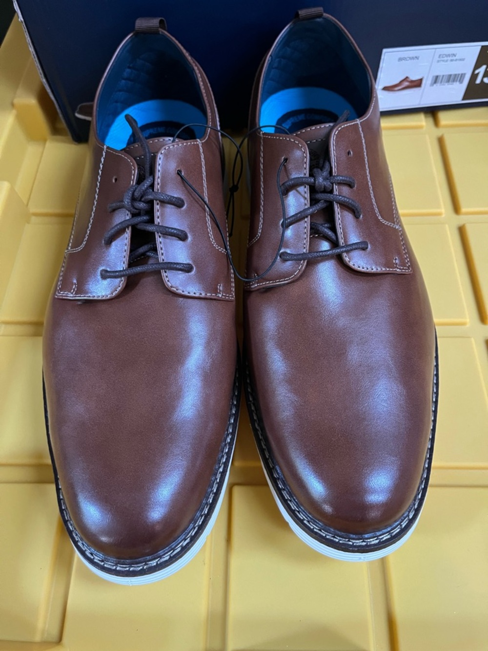Dockers size 13 Men's Casual Leather Derby wShoes - Brown Edwin
